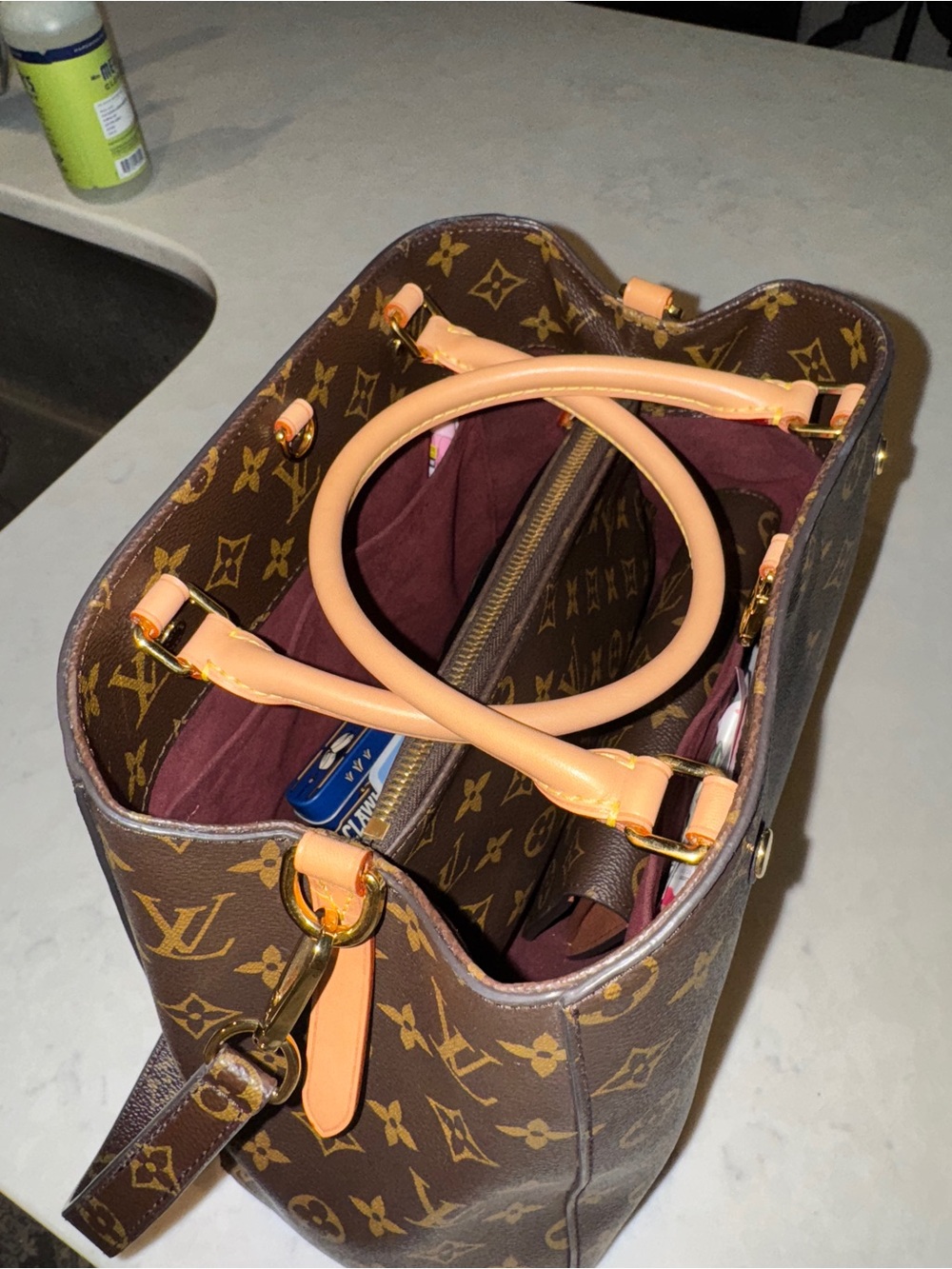 Louis Vuitton MM Montaigne Monogram Canvas Shoulder Tote in Brown and Gold - Picture 6 of 7